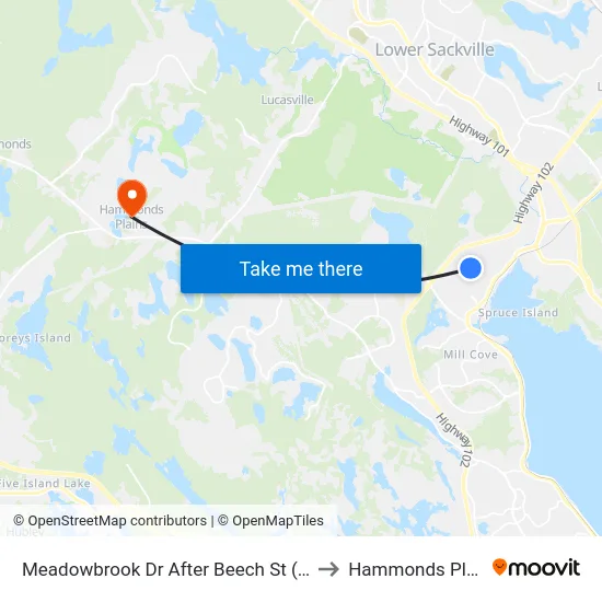Meadowbrook Dr After Beech St (7190) to Hammonds Plains map