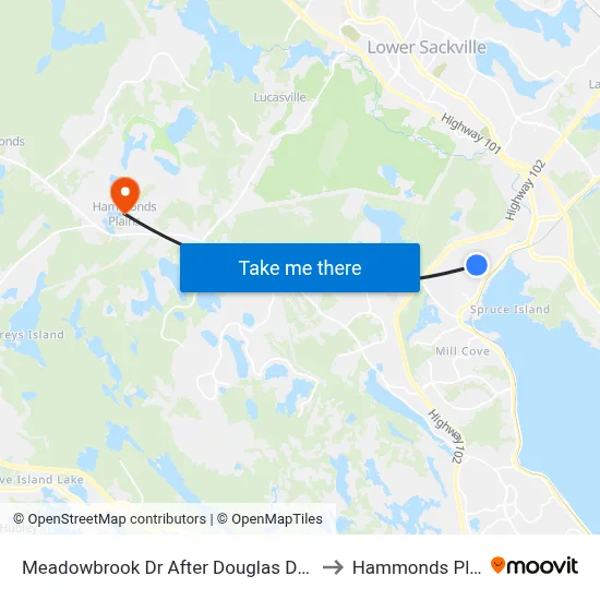Meadowbrook Dr After Douglas Dr (7195) to Hammonds Plains map