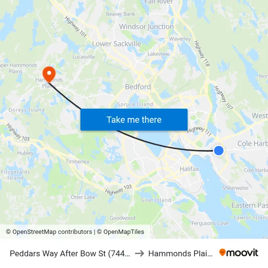 Peddars Way After Bow St (7442) to Hammonds Plains map