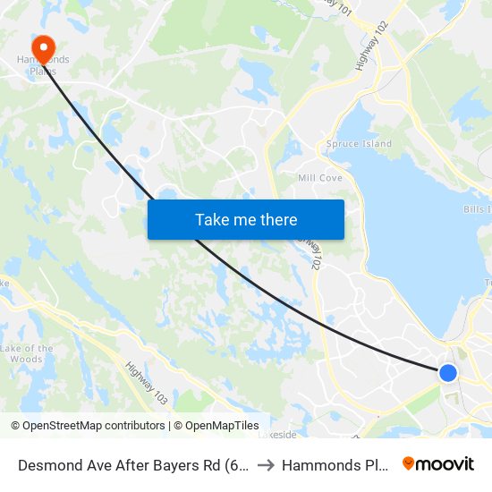 Desmond Ave After Bayers Rd (6563) to Hammonds Plains map