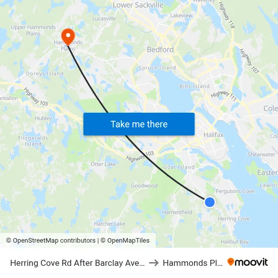 Herring Cove Rd After Barclay Ave (6878) to Hammonds Plains map