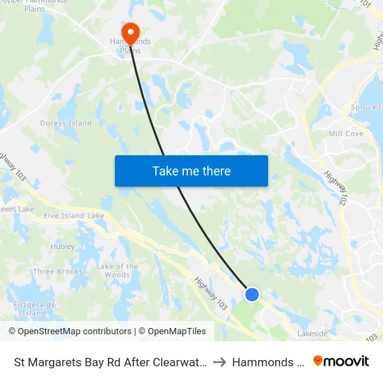 St Margarets Bay Rd After Clearwater Dr (6175) to Hammonds Plains map