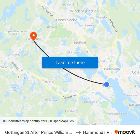 Gottingen St After Prince William St (6775) to Hammonds Plains map