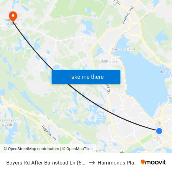 Bayers Rd After Barnstead Ln (6198) to Hammonds Plains map