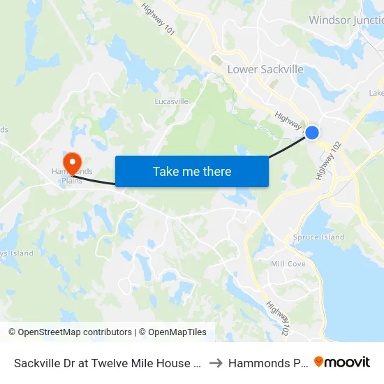 Sackville Dr at Twelve Mile House Ln (7333) to Hammonds Plains map