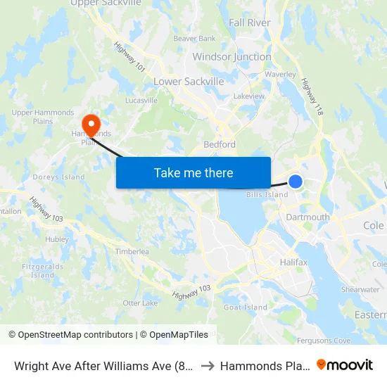 Wright Ave After Williams Ave (8859) to Hammonds Plains map