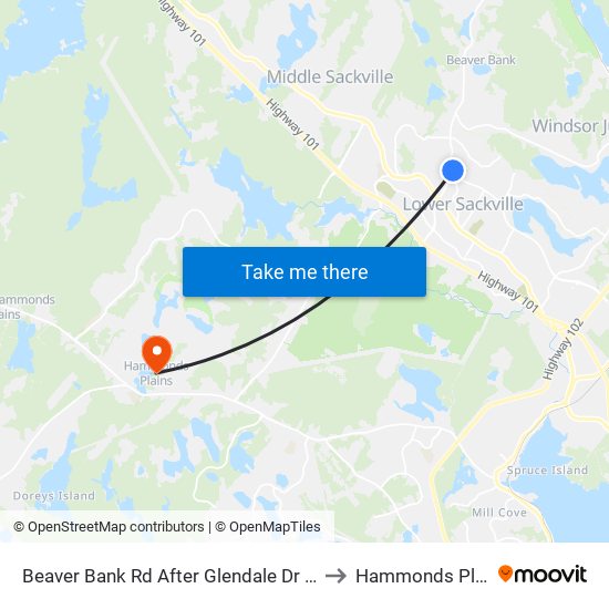 Beaver Bank Rd After Glendale Dr (8709) to Hammonds Plains map