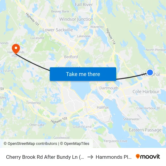 Cherry Brook Rd After Bundy Ln (6420) to Hammonds Plains map