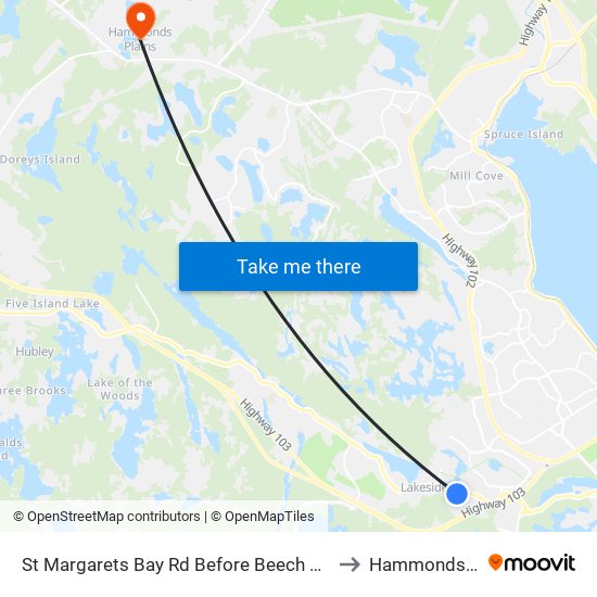 St Margarets Bay Rd Before Beech Tree Run (6162) to Hammonds Plains map