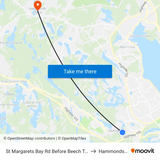 St Margarets Bay Rd Before Beech Tree Run (6162) to Hammonds Plains map