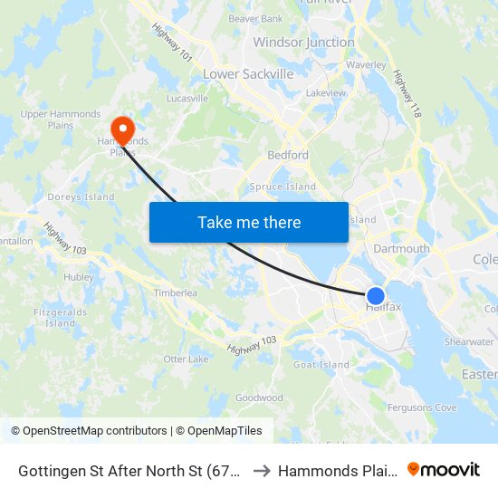 Gottingen St After North St (6769) to Hammonds Plains map