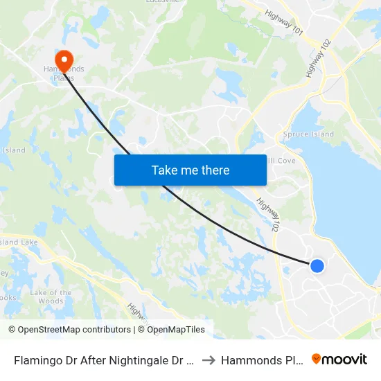 Flamingo Dr After Nightingale Dr (6698) to Hammonds Plains map