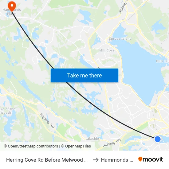 Herring Cove Rd Before Melwood Ave (6901) to Hammonds Plains map