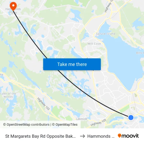 St Margarets Bay Rd Opposite Bakers Dr (6183) to Hammonds Plains map
