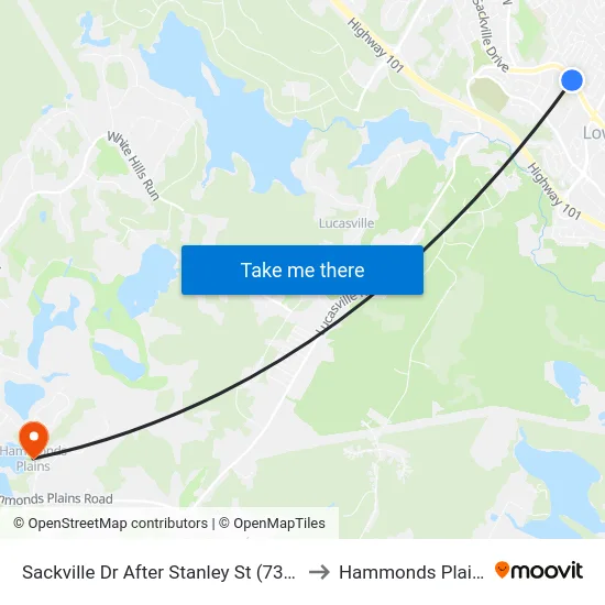 Sackville Dr After Stanley St (7307) to Hammonds Plains map