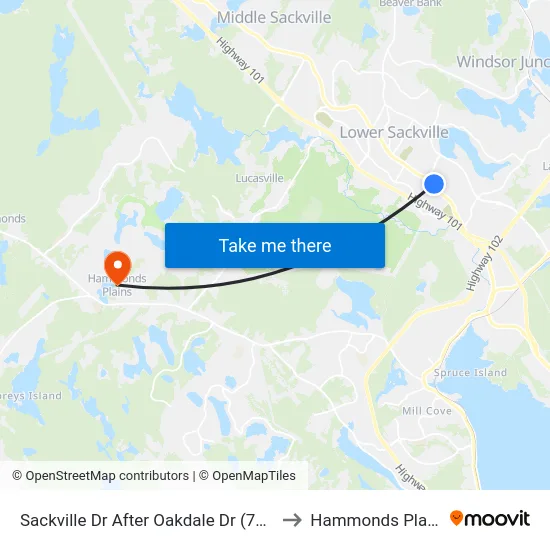 Sackville Dr After Oakdale Dr (7304) to Hammonds Plains map