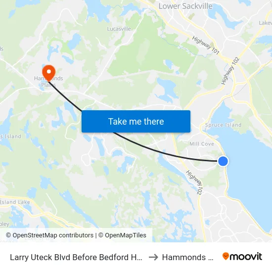 Larry Uteck Blvd Before Bedford Hwy (8869) to Hammonds Plains map