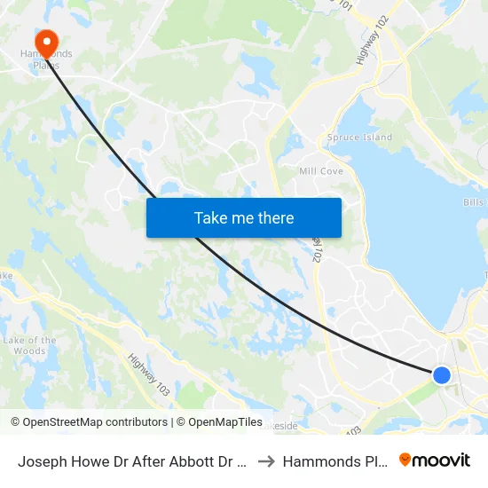 Joseph Howe Dr After Abbott Dr (6980) to Hammonds Plains map