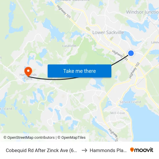Cobequid Rd After Zinck Ave (6436) to Hammonds Plains map