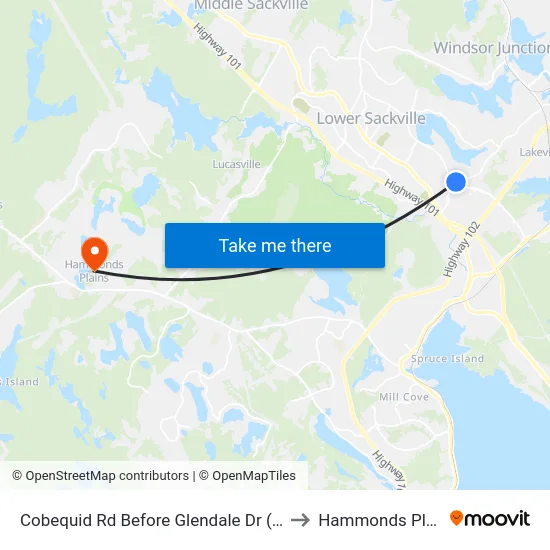 Cobequid Rd Before Glendale Dr (6438) to Hammonds Plains map
