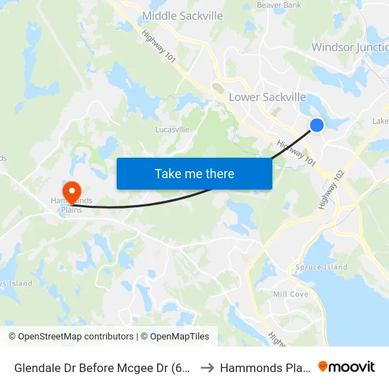 Glendale Dr Before Mcgee Dr (6752) to Hammonds Plains map