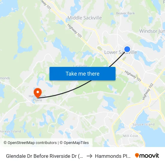 Glendale Dr Before Riverside Dr (6757) to Hammonds Plains map