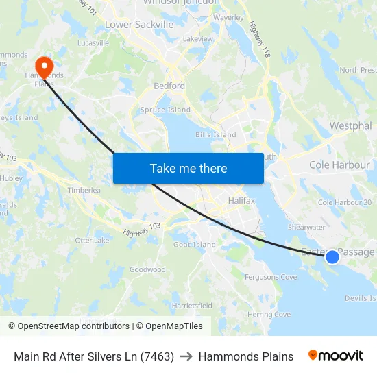 Main Rd After Silvers Ln (7463) to Hammonds Plains map
