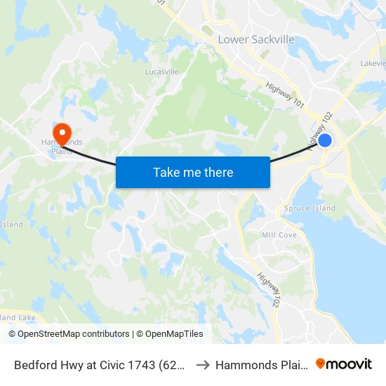 Bedford Hwy at Civic 1743 (6243) to Hammonds Plains map