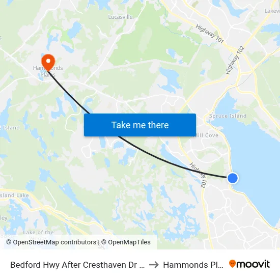 Bedford Hwy After Cresthaven Dr (6247) to Hammonds Plains map