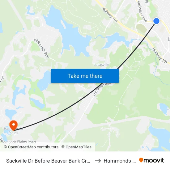 Sackville Dr Before Beaver Bank Cross Rd (7314) to Hammonds Plains map