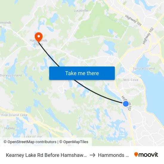 Kearney Lake Rd Before Hamshaw Dr (7030) to Hammonds Plains map