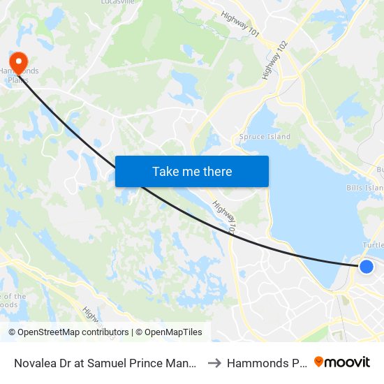 Novalea Dr at Samuel Prince Manor (7368) to Hammonds Plains map