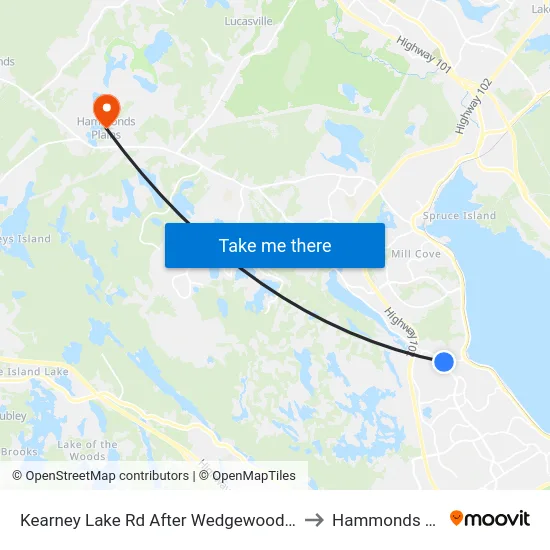 Kearney Lake Rd After Wedgewood Ave (7023) to Hammonds Plains map