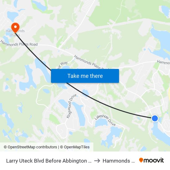 Larry Uteck Blvd Before Abbington Ave (7022) to Hammonds Plains map