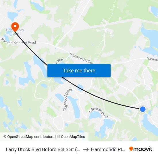 Larry Uteck Blvd Before Belle St (7027) to Hammonds Plains map