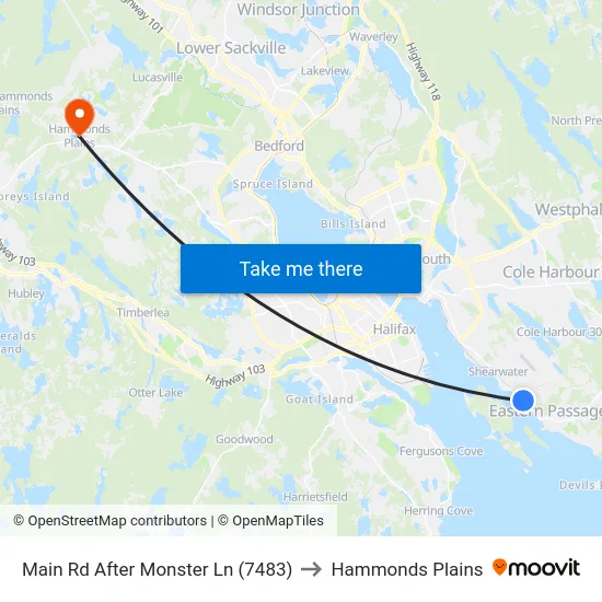 Main Rd After Monster Ln (7483) to Hammonds Plains map