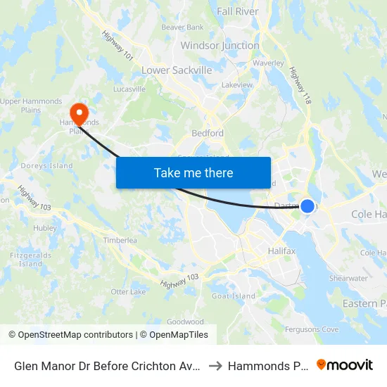 Glen Manor Dr Before Crichton Ave (6735) to Hammonds Plains map