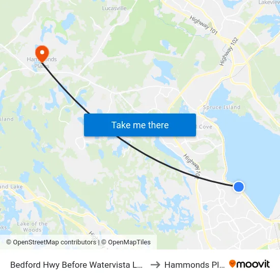 Bedford Hwy Before Watervista Ln (6264) to Hammonds Plains map