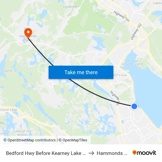Bedford Hwy Before Kearney Lake Rd (6268) to Hammonds Plains map
