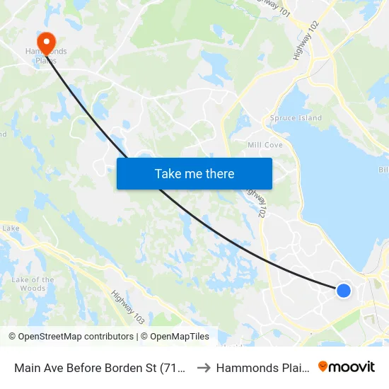 Main Ave Before Borden St (7168) to Hammonds Plains map