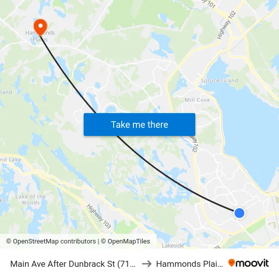 Main Ave After Dunbrack St (7162) to Hammonds Plains map