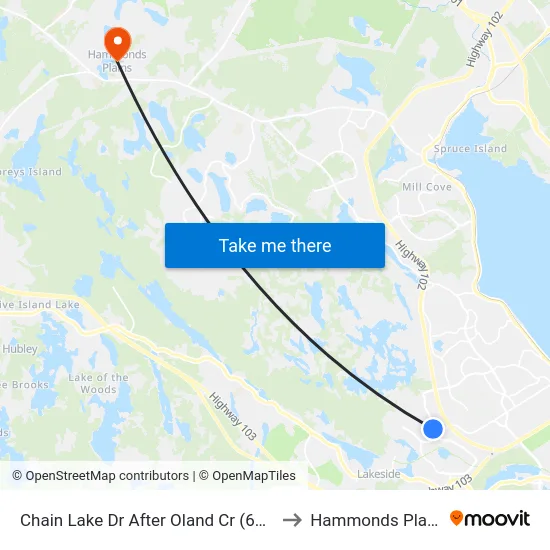 Chain Lake Dr After Oland Cr (6386) to Hammonds Plains map