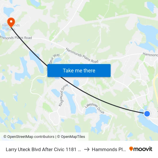 Larry Uteck Blvd After Civic 1181 (6383) to Hammonds Plains map