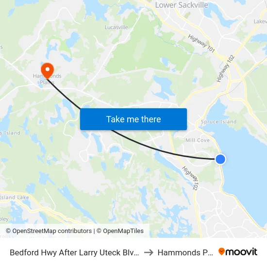 Bedford Hwy After Larry Uteck Blvd (6272) to Hammonds Plains map