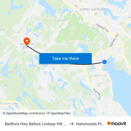 Bedford Hwy Before Lindsay Hill (6277) to Hammonds Plains map