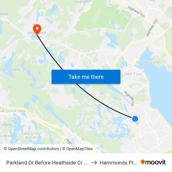 Parkland Dr Before Heathside Cr (9025) to Hammonds Plains map
