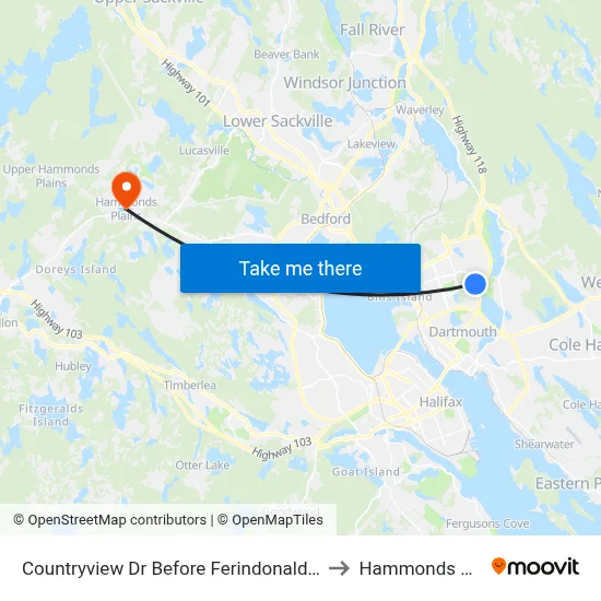 Countryview Dr Before Ferindonald Cl (6842) to Hammonds Plains map