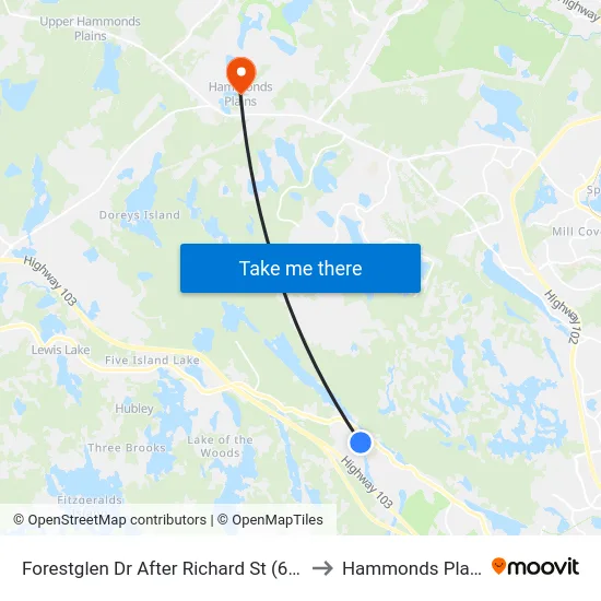 Forestglen Dr After Richard St (6713) to Hammonds Plains map
