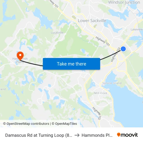 Damascus Rd at Turning Loop (8505) to Hammonds Plains map