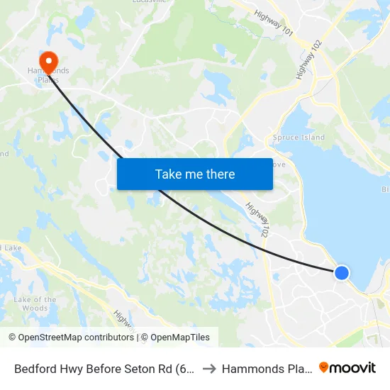 Bedford Hwy Before Seton Rd (6286) to Hammonds Plains map